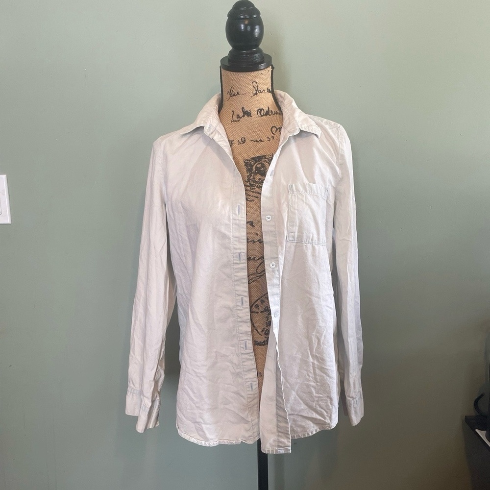 a.n.a Womens Button Up Casual‎ Preppy Long Sleeve Shirt Blouse Light Blue Small